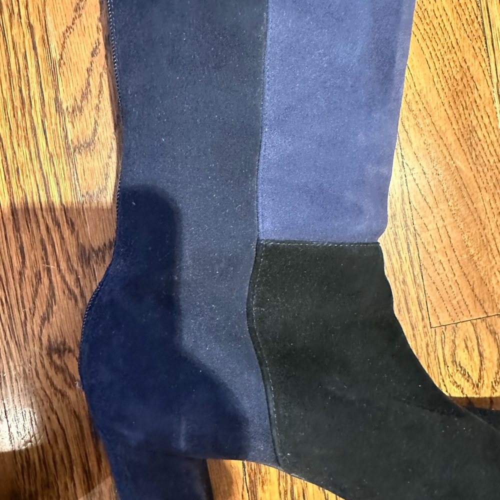 Aquatalia Marvin K. 'Quiz' Suede Navy Color-Block Tall Boot In size 10 - Picture 4 of 11